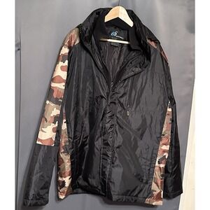Vintage i5 Apparel Windbreaker Mens XL Zip Up Hooded Jacket Pouch Camo Lined‎
